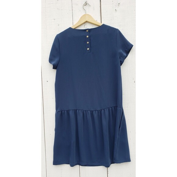 Cynthia Rowley Womens Navy Blue Ruffled Button Sheath Dress Sz 4 - Picture 6 of 10